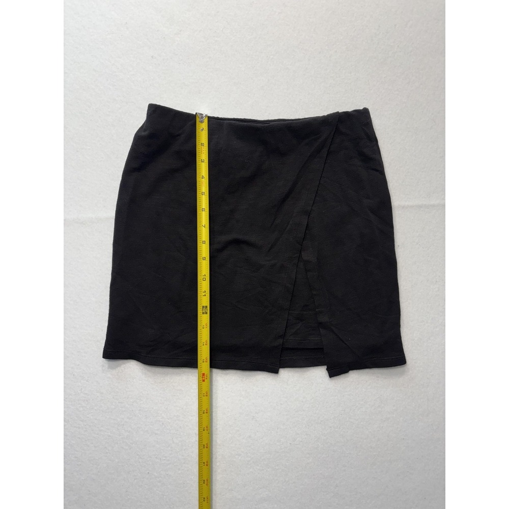 Monrow Skirt Womens 0 Black Jersey Asymmetric Layered Front Slit Mini Pull On - Picture 4 of 7